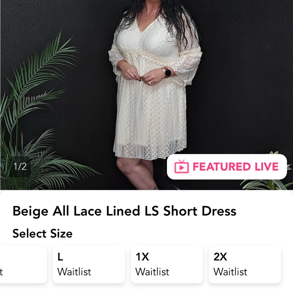 Origami Beige All Lined Long Sleeve Lace Dress